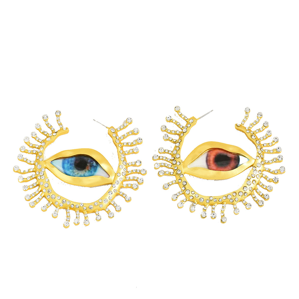 Hip Hop Vintage Style Women's Personality Inlaid Fashion Design Stud Earrings Demon Eye Ear Jewelry