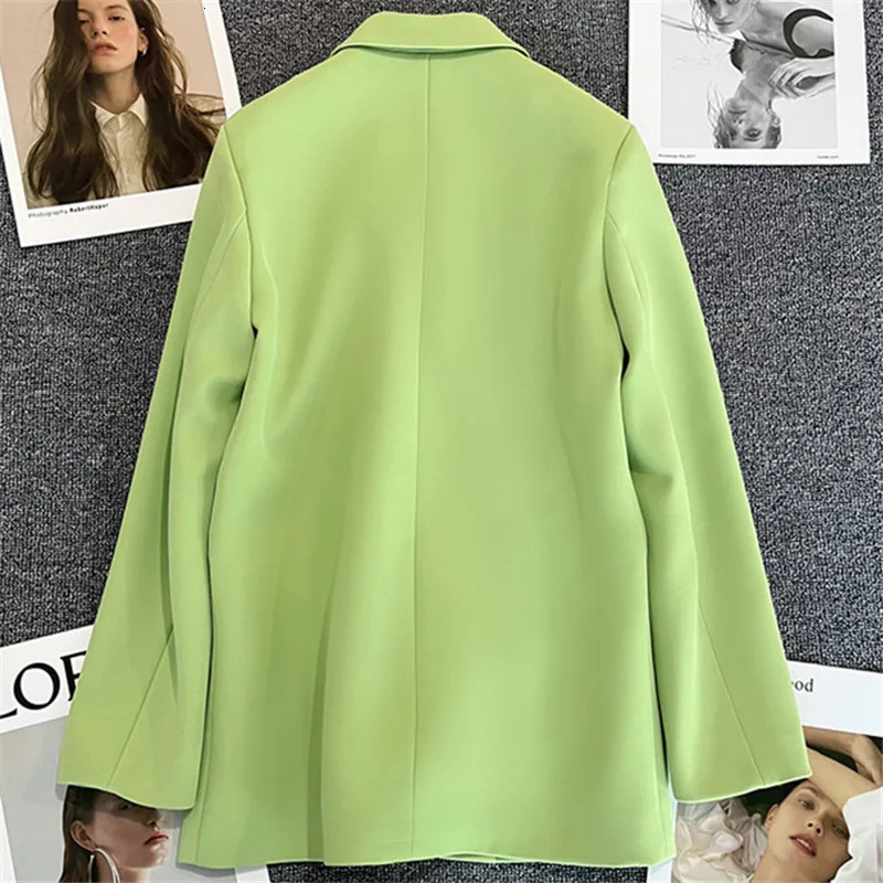 Candy Color OL Blazer Spring Autumn Notched Long Sleeve Double Breasted Metal Button Slim Pocket Coats ZXFSS602 250612