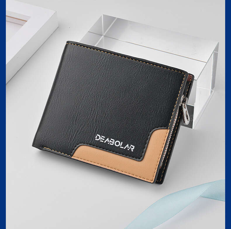 2021 Fashion Men's Personality Soft Leather Wallet Short Style Multi-Card Slot Large Capacity Coin Purse