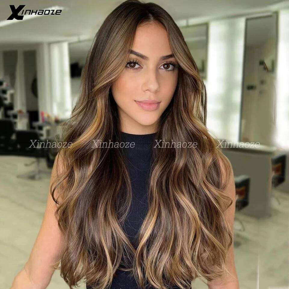 Highlight Brown Glueless for Black Women 200 Density Lace Front Wigs Human Hair Body Wave Wig
