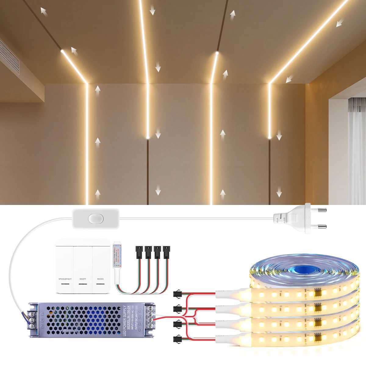 Horse Racing LED Strip Light SMD2835+WS2811 IC RF Control Running Water Wave Chasing LED Tape Ribbon Lamp Central Power Supply X250623