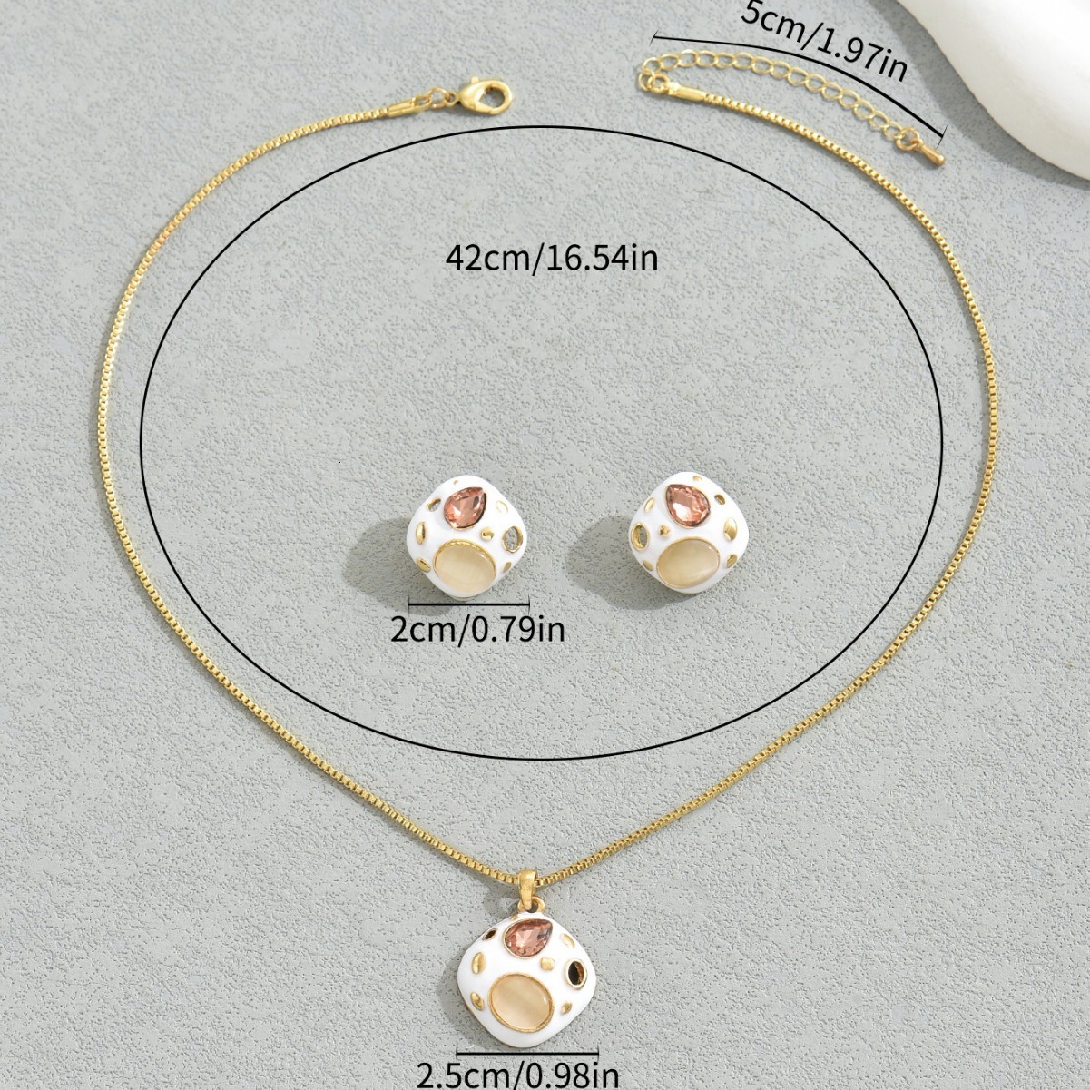 Minimalist Style Women's Necklace And Earring Set Inlaid Design Clavicle Chain Jewelry