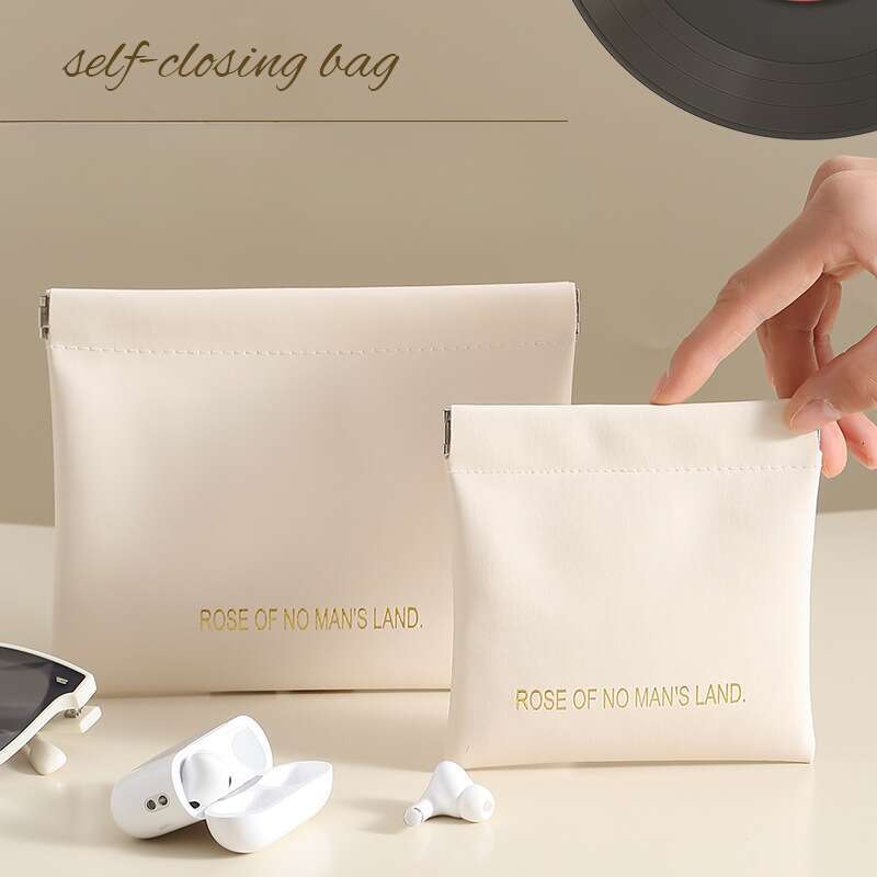 Lipstick Cosmetic PU Storage Automatic Closure Snap Gift Bag Portable Earphone Data Cable Coin Purse