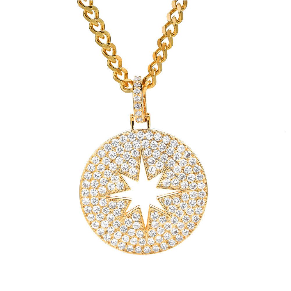 New Arrival Round Hollow Star Pendant Diamond Inlaid Dog Tag Hip Hop Moissanite Jewelry Pass the diamond tester