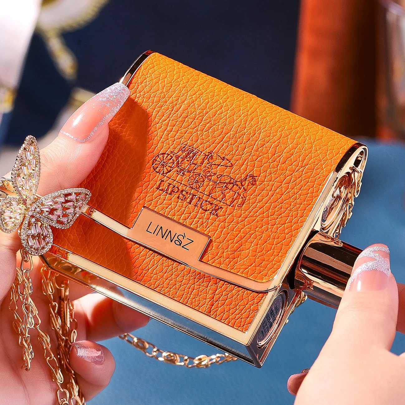 Matte Lipstick with Chain Bag Set Non-Fading Non-Stick Cup Long-Lasting Velvet Finish Smooth Matte Lip Color Waterproof XJ250623