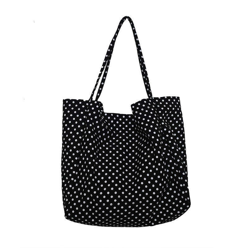 New Canvas Tote Fashion Trend Hot Sale Versatile Casual Large Capacity Polka Dot Shoulder Bag for College Students Commuting