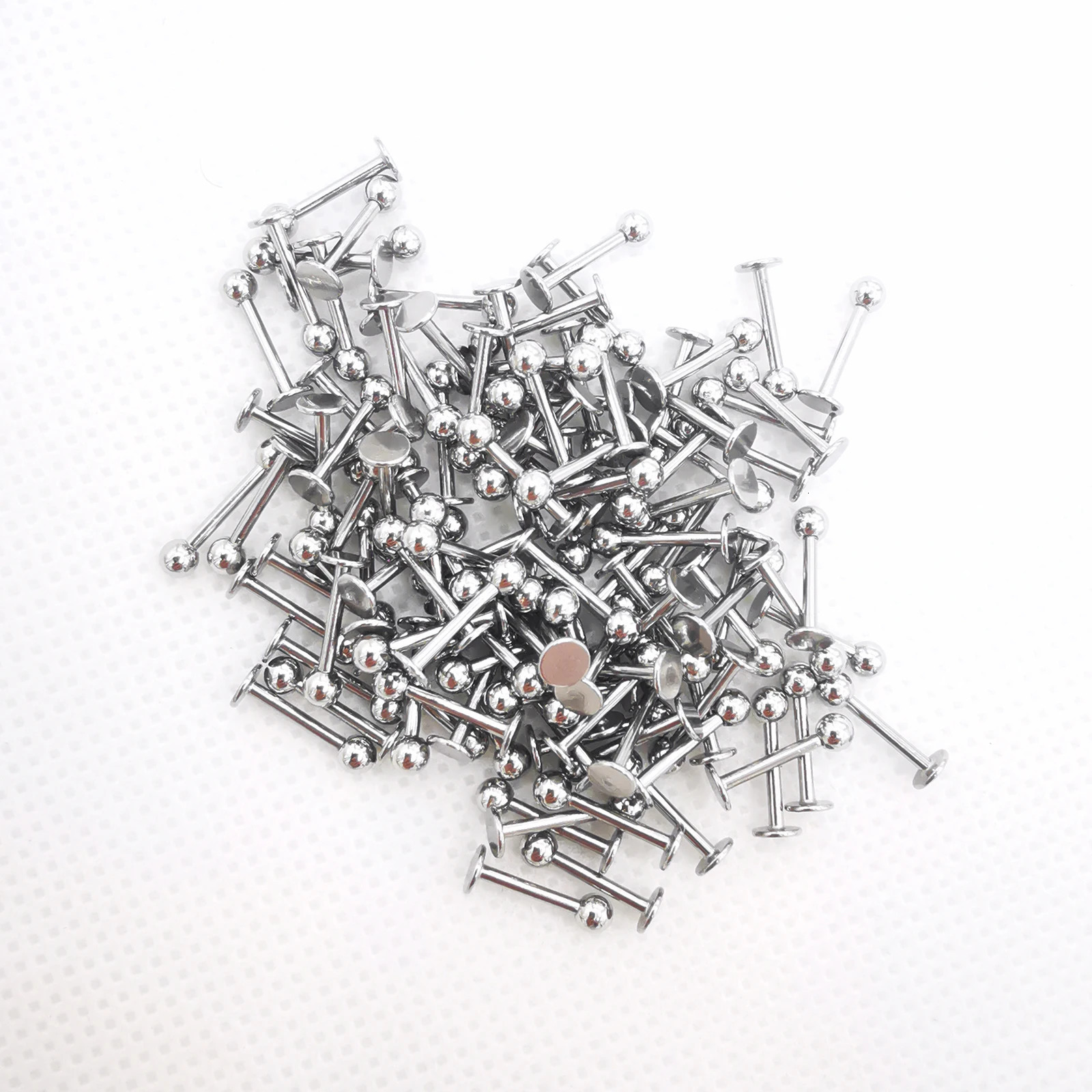 100pcslot Straight Curved Cirvular Captive Bead Ring Labret Barbell Nose Eyebrow Lip Ear Studs Stainless Steel Body Jewelry 250613