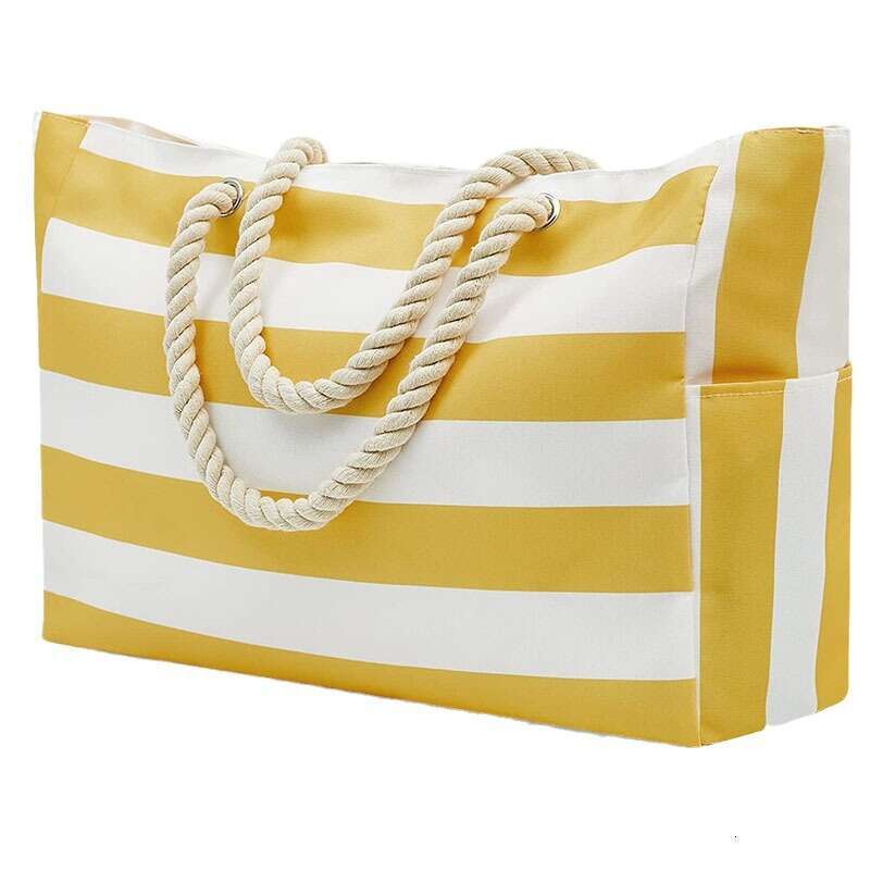 Beach Tote Large Capacity Bohemian Outdoor Striped Storage Bag Water Absorbent Quick Dry Trendy