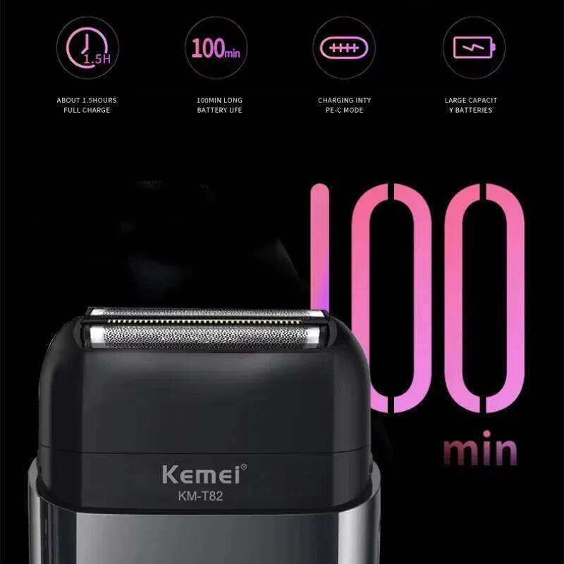 Kemei Km-T82 Usb Reciprocating Shaver Washable Digital Display Professional Electric Portable Travel Beard Trimmer