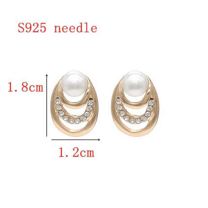 Korean Design Crystal Imitation Pearl Stud Earrings For Women Elegant Multi-layer Circles Gold Color Fashion Jewelry XJ250623