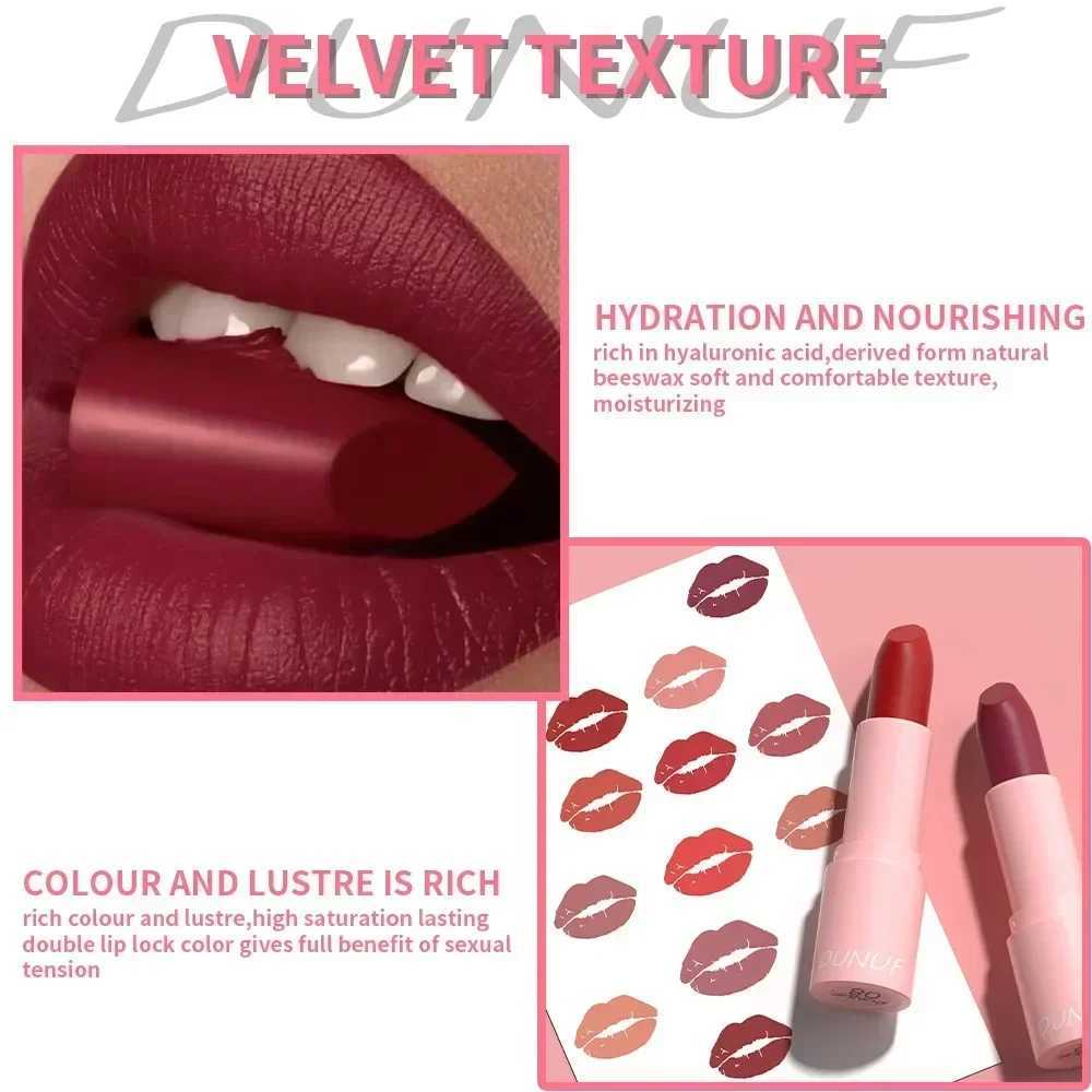 Lipstick Long Lasting Velvet Matte Lip Gloss Makeup Waterproof Non-stick Cup 12Color Nude Sexy Red Pink Lip Tint Woman Cosmetics XJ250623