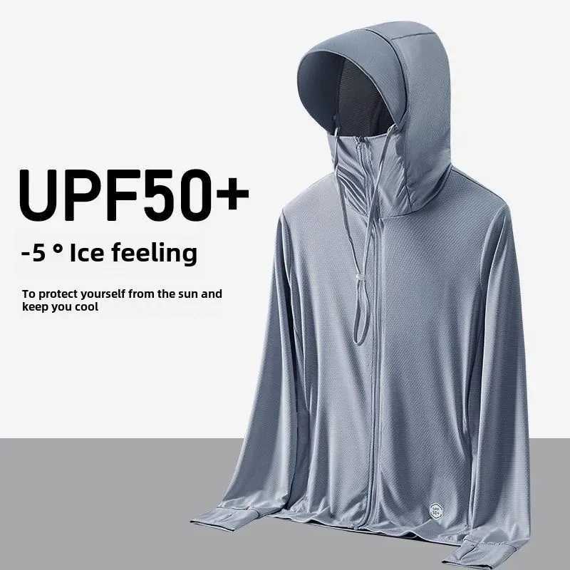 Mens Summer Ice Silk Sunscreen Clothes Ultrathin Outdoor Fishing Sun Protection Vest Wholesale Casual Thin Skin Coats W250623