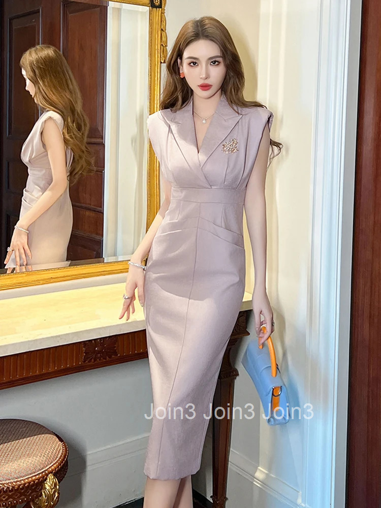 New Summer Fashion Work Style Formal Occasion Pencil Dress Women Clothes Elegant Office Sleeveless Slim Midi Party Prom Vestidos