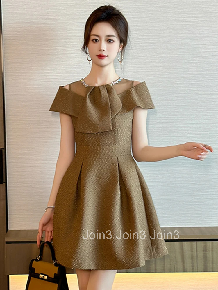 Women Clothes Sweet Sheer Sexy Off-Shoulder Slim A-Line Mini Short Dress Elegant Luxury Fashion Evening Party Prom Vestidos New