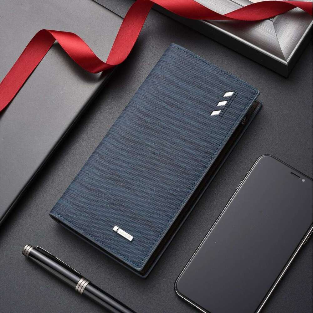 Long for Men Ultra-thin Multi-card Slot Men's Leather Wallet Money Clip Clutch Business Coin Purse Trendy