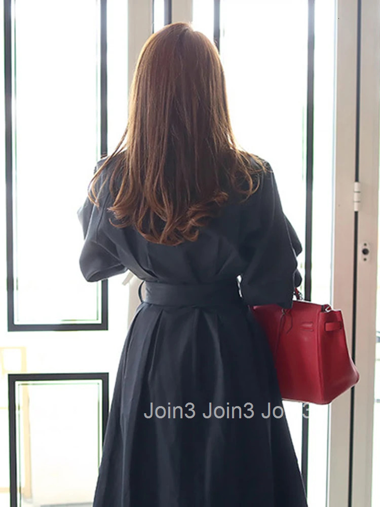 Korean Elegant Women Loose Jacket Coat Casual Vintage Solid Ruffle Single Breasted Belt Lady Femme Mujer Spring Autumn Outerwear