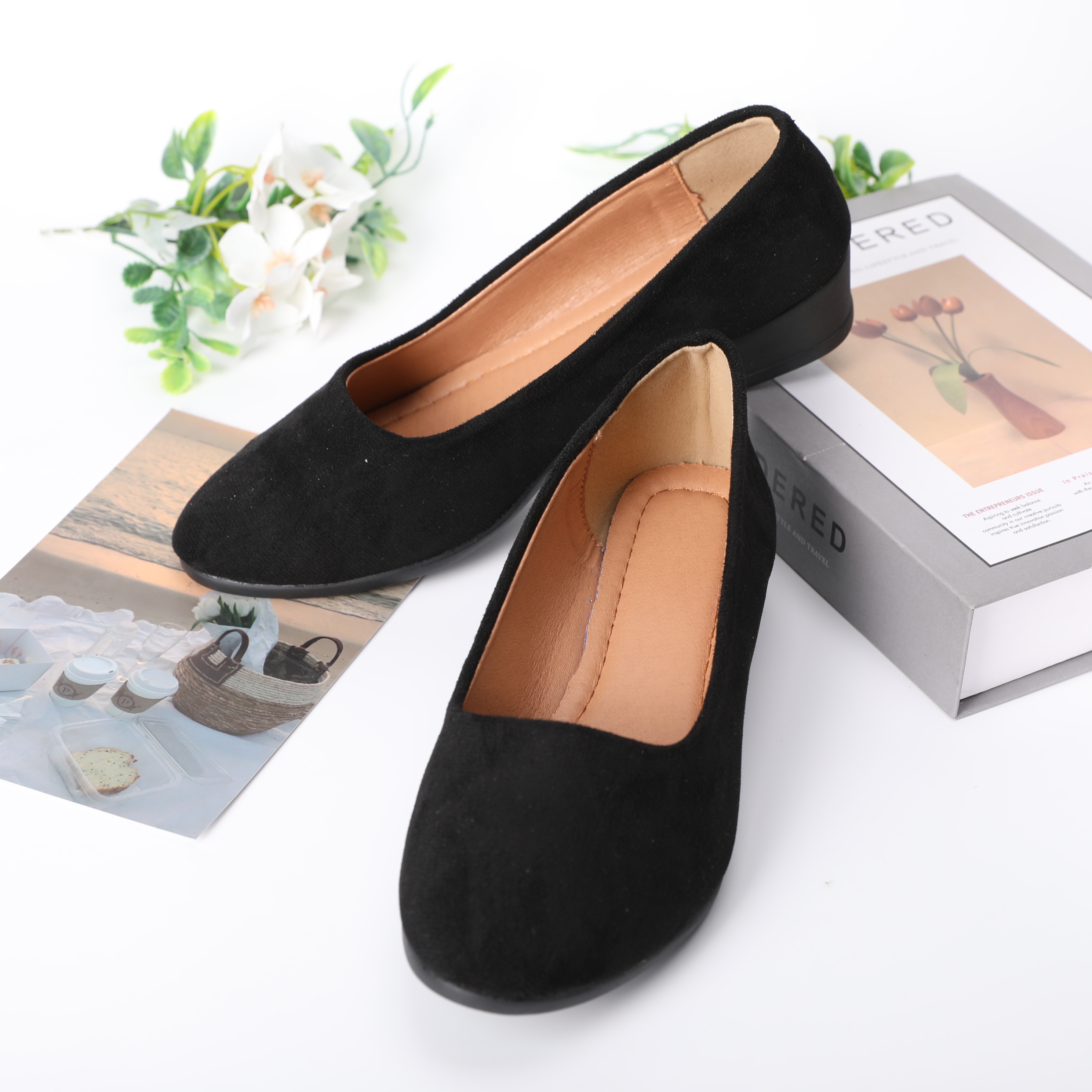 222-Women's Four Seasons Classic Cloth Shoes Pumps Pumps with Round Toe Elegant Slanted Heels Work Shoes