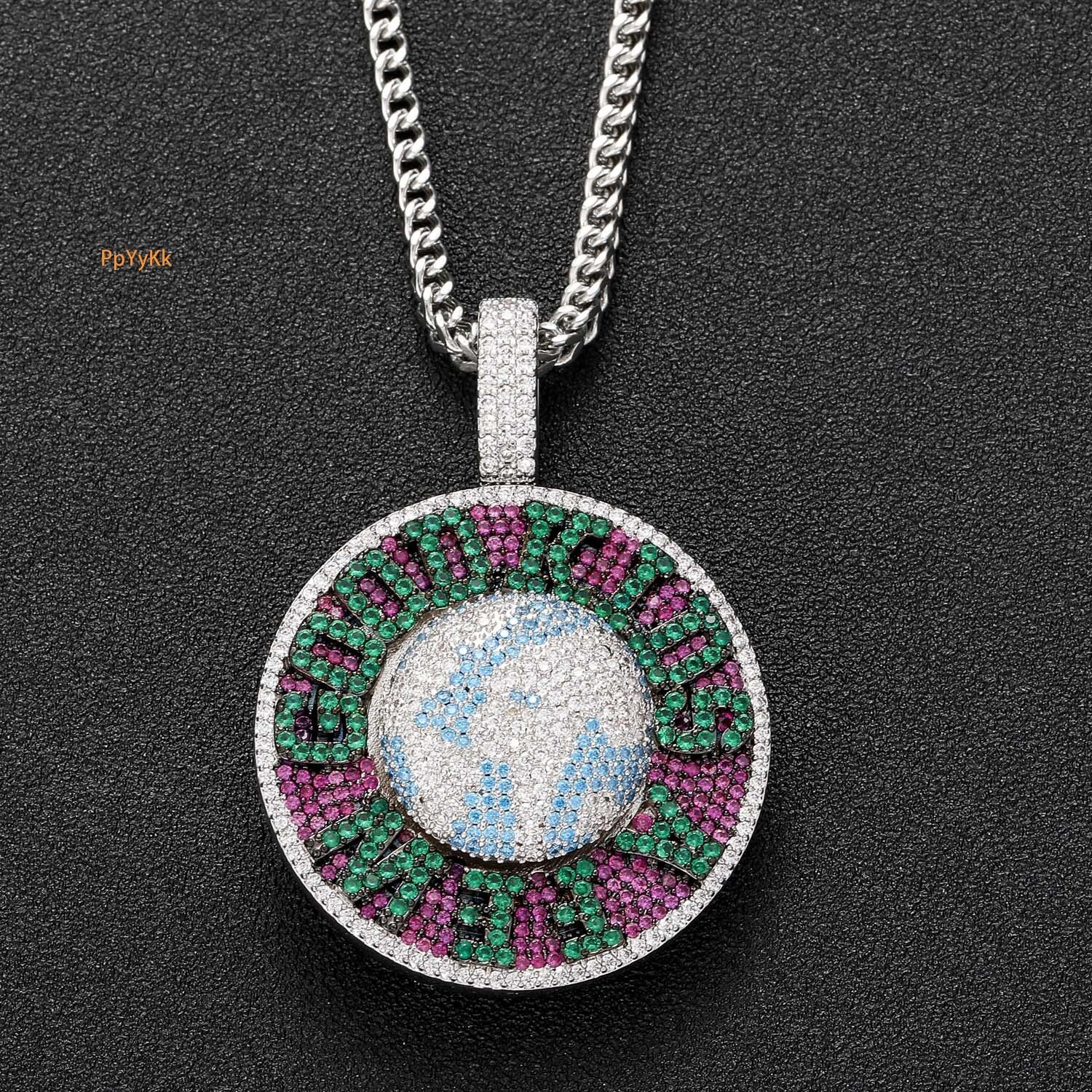 Luxury 3D Rotating Moissanite Iced Out Bling Abstract Globe Hip Hop Men's Trendy Navigation Statement Necklace Pass the diamond tester