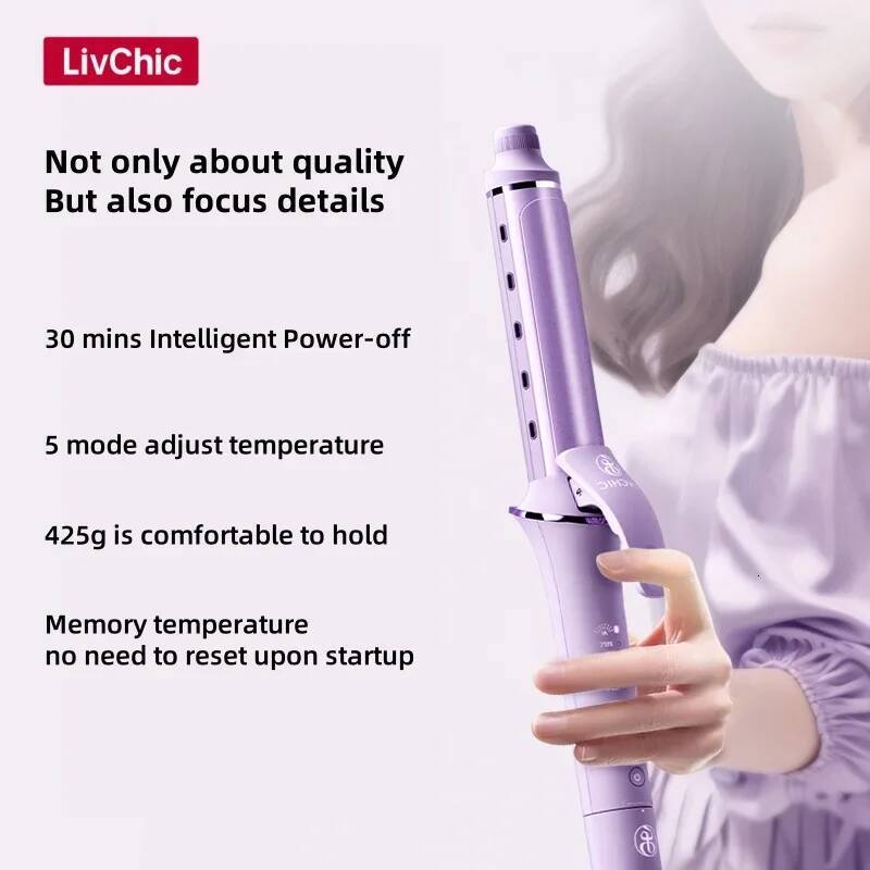 LivChic 10 Holes Dual Channel 3 Options Curling Iron Produces 60 Million Negative Ions Classic Curls For Short Medium Long Hair