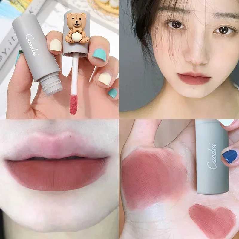 Girls Velvet Matte Lipstick Blush Waterproof Long Lasting Cute Bear Lipgloss Non-Stick Cup Makeup Lip Tint Mud Cosmetic Makeup XJ250623