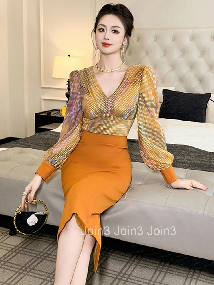 Spring Fashion Lady Work Style Formal Occasion Pencil Dress Women Clothing Elegant Office V-Neck High Waist Slim Midi Vestidos