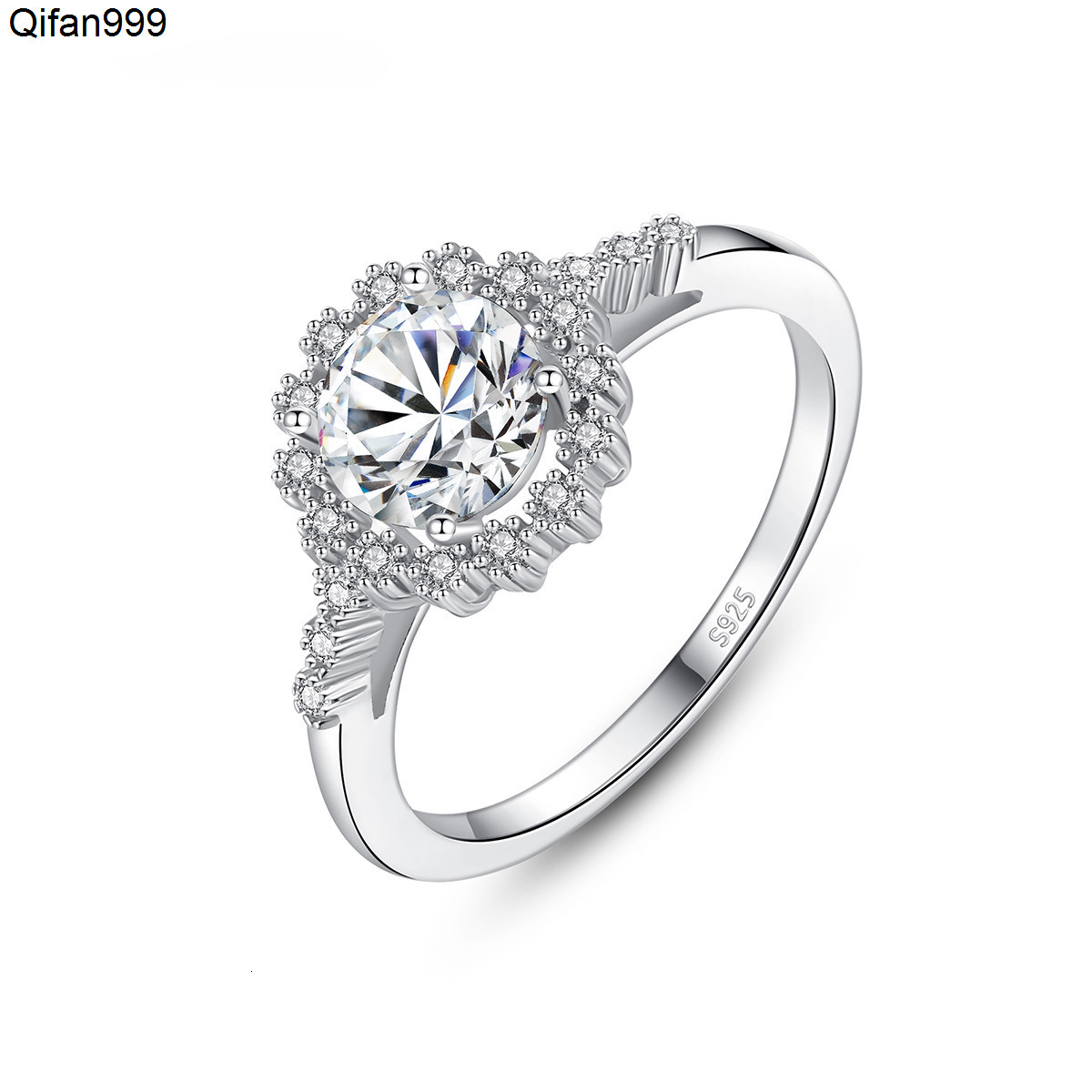 Light Luxury Simple Big Diamond Ring 925 Sterling Silver Engagement Wedding Flower 1ct Moissanite Ring