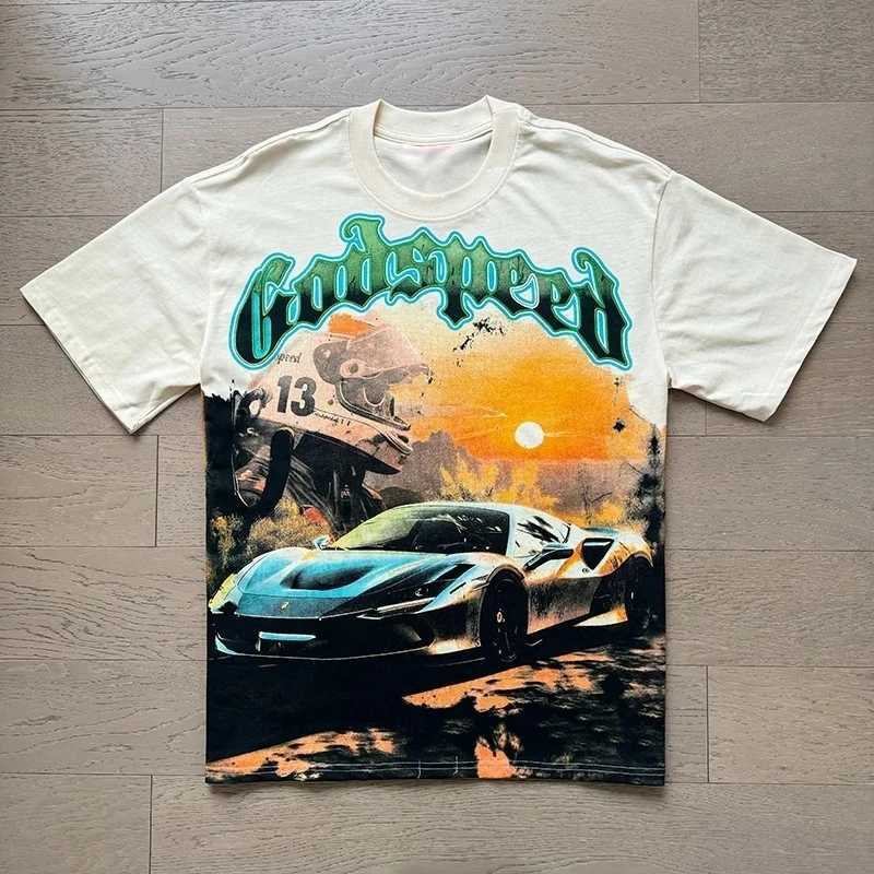 2025 Summer Godspd Black T-shirt Basketball Skull Round Neck Vintage Short Sleeve God Spd Ts Men Women Cotton Tops X250623