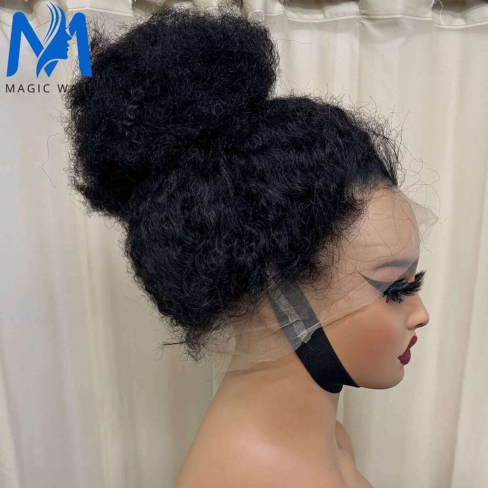 360 Full Lace Afro Kinky Curly Human for Women 180% Density Natural Black Bouncy and Soft Brazilian Remy Hair Wig