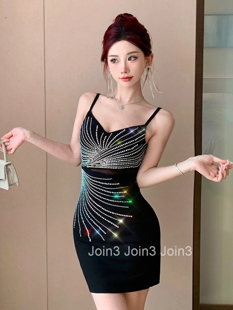 Summer Fashion Sparkly Black Evening Dress Women Clothes Elegant Sexy Sling Backless Skinny Mini Short Party Club Prom Vestidos