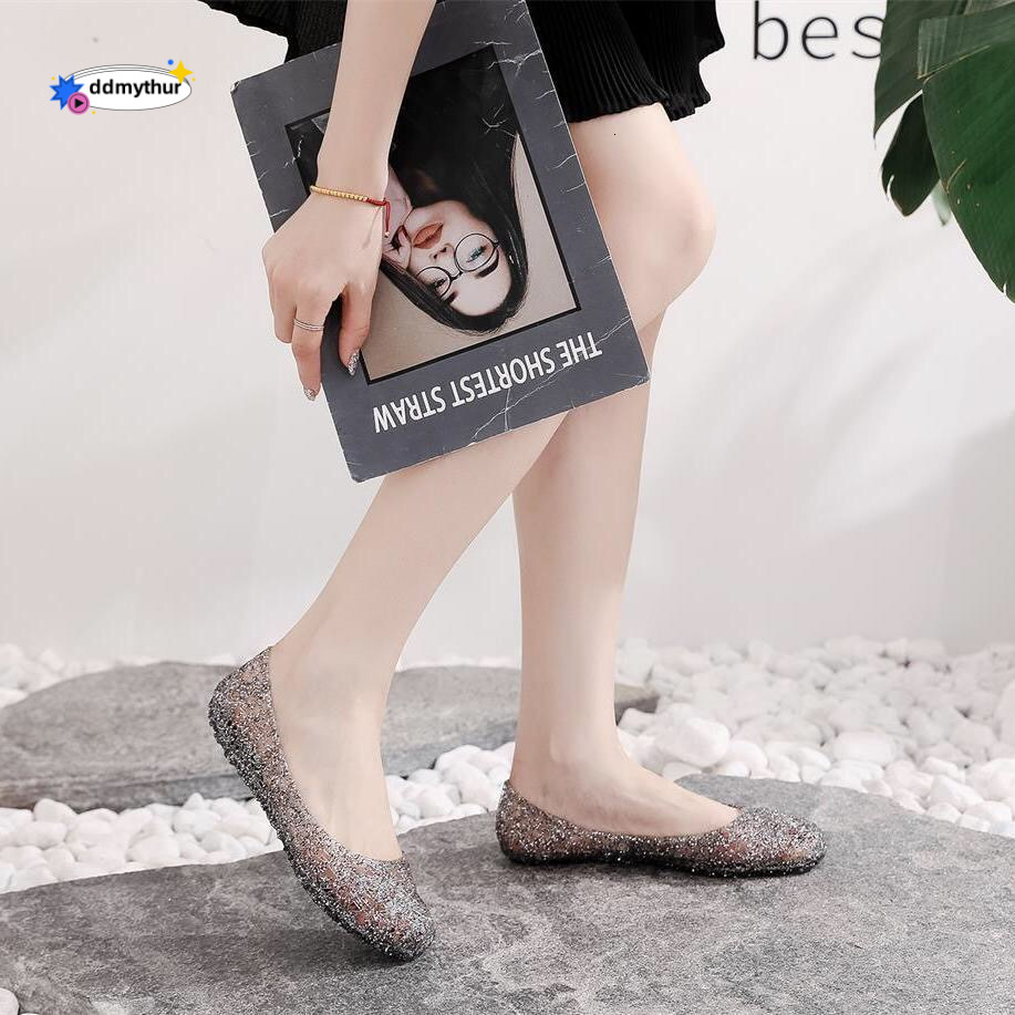 High-end Crystal Versatile Non-slip Closed-toe Sandals Hollow Flat Jelly Women's Shoes Bird's Nest Beach Clogs ddmythur