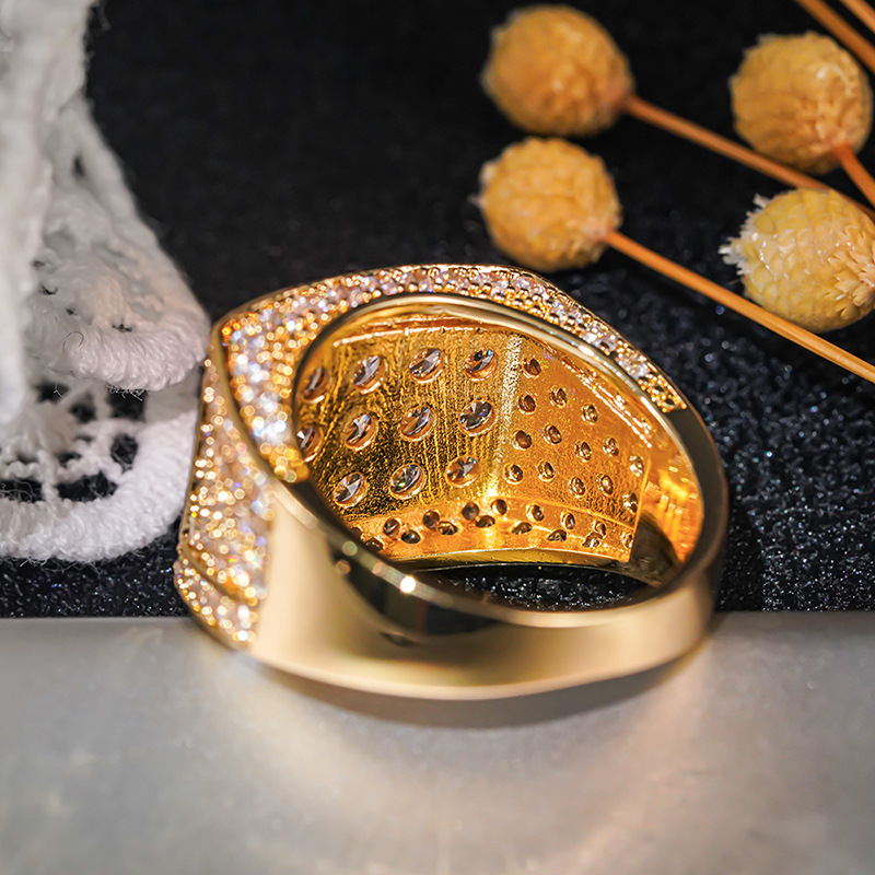 Choucong Handmade Geometric Exaggeration Punk Stunning Luxury Jewelry 18K Gold Fill Full Round 5A Zircon CZ Diamond Party Women Square Wedding Band Ri