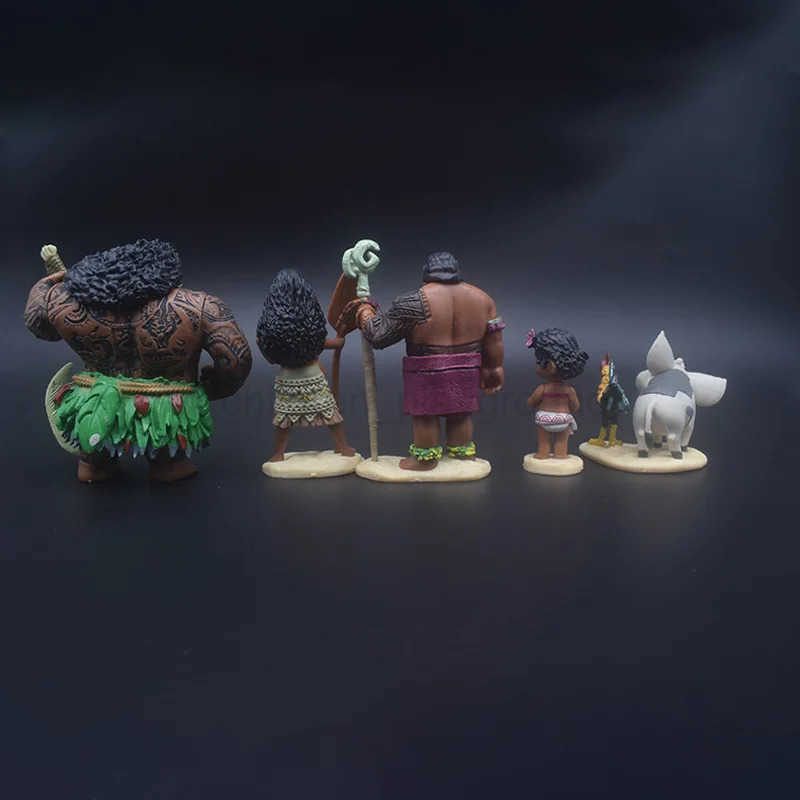 DISNEY6Pcs/set Cartoon Movie Moana Action Figures Anime Moana Maui Chief Tui Doll Figurines Model Decoration Toys for Festive Gifts W250623