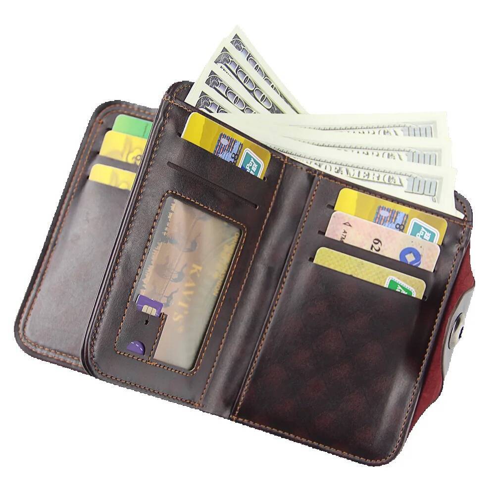 Free Shipping 2025 New Designer Bag Menbense New Men's Wallet Short Style European And American Fashion Large Capacity Magnetic Buckle Men's