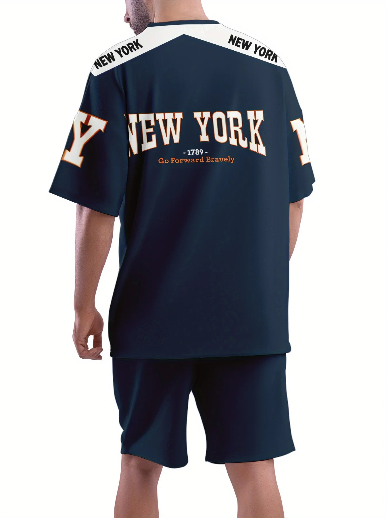Summer casual sportswear set with letter prints The breathable outdoor mens Tshirt and shorts It is a summer 3D p 250614
