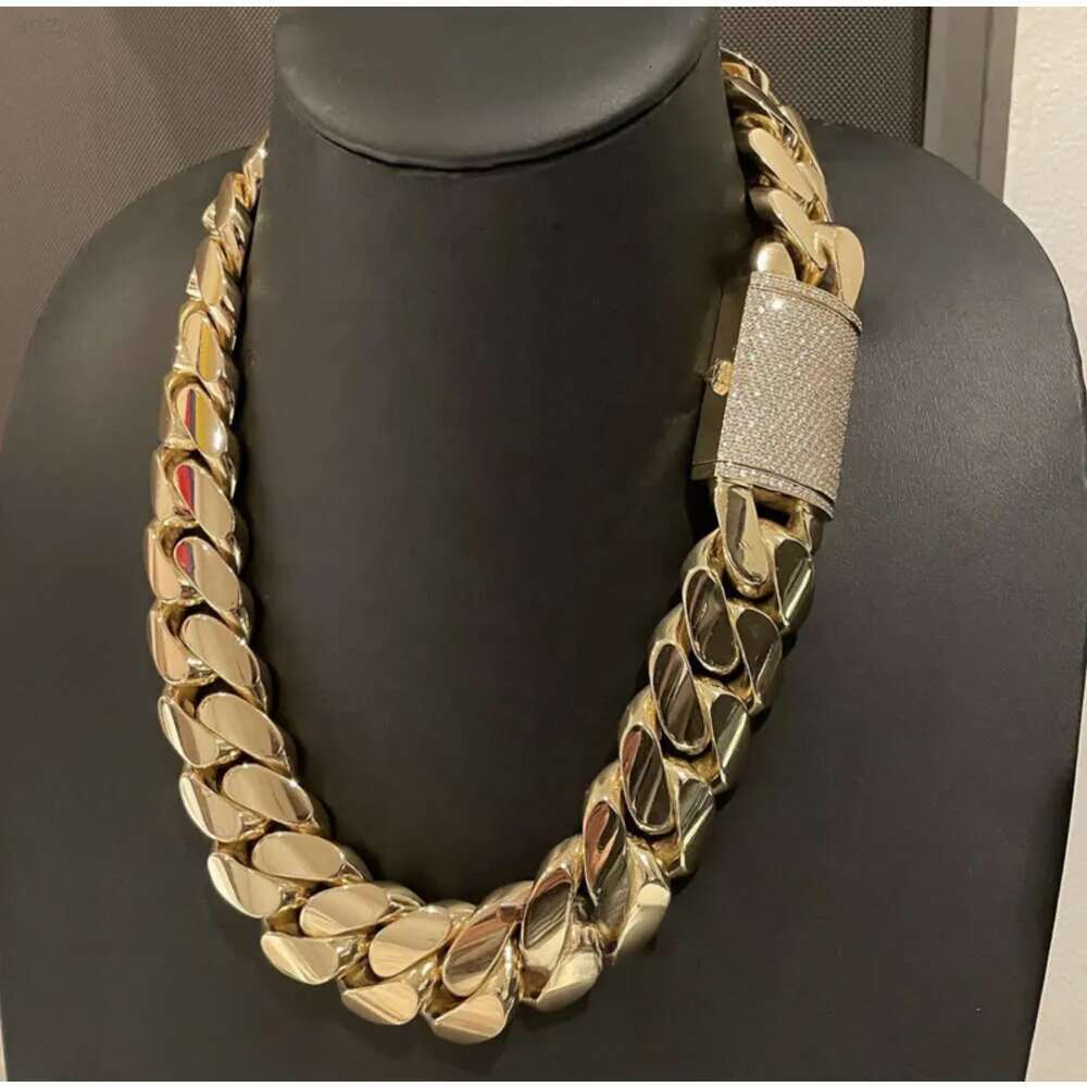 Hip Hop Jewelry Men Thick Miami Necklace 26mm 24 1kilo Gram 14k Gold Plated Plain Style 999 Sier Cuban Chain
