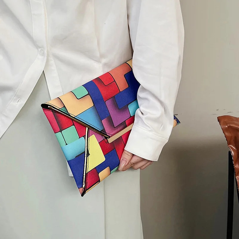 Fashion Rainbow Color Clutch Bags For Women Handbags And Purses Envelope Hand Bag Ladies Phone Pocket 250617