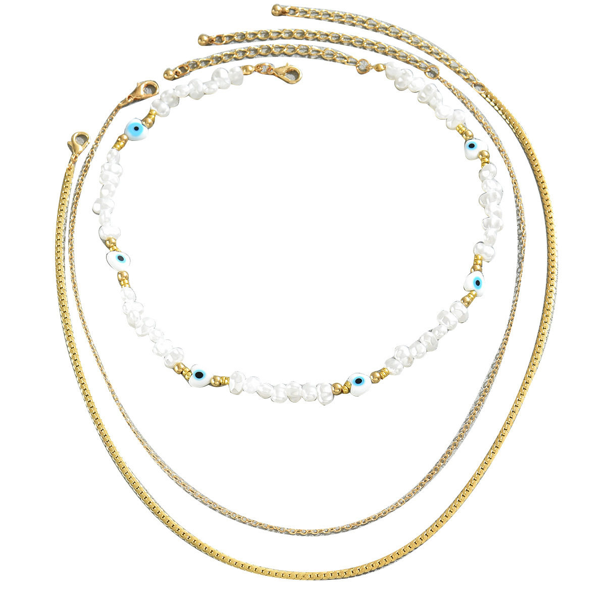 Style Three-Piece Set For Women, Inlaid Pearl Heart Design Long Clavicle Chain Necklace