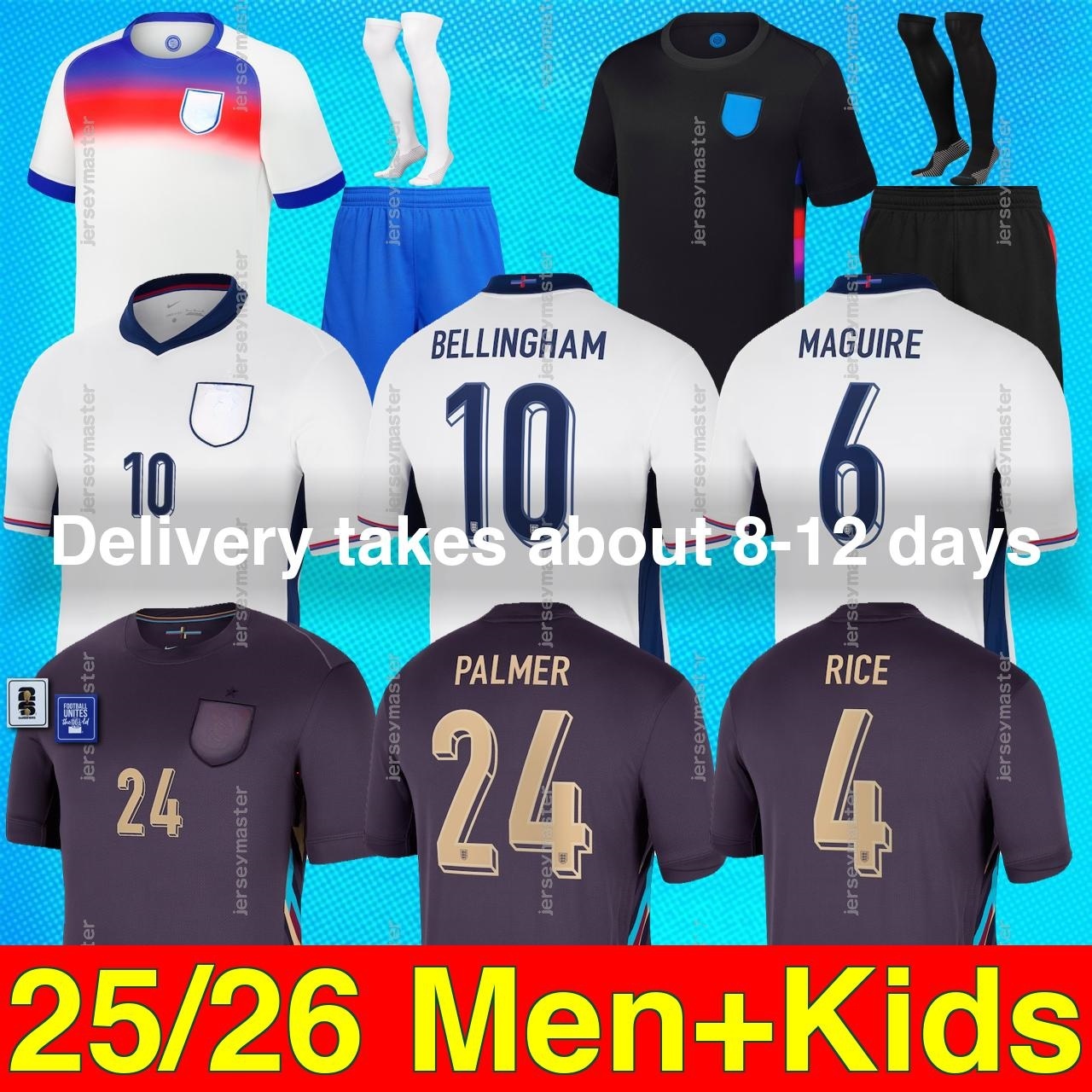 England football shirt BELLINGHAM Soccer Jersey 25 26 RASHFORD ARNOLD KANE PALMER MAINOO SAKA RICE FODEN 25 26 National Team Home White Away Men Kid Men Kids Kit