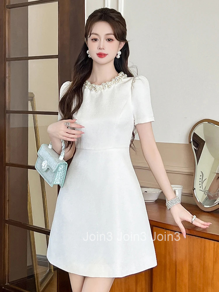 Simple Black Vintage Short Evening Dress Women Clothes New Summer Elegant Pearl O-Neck Slim Mini Party Club Prom Vestidos Fiesta