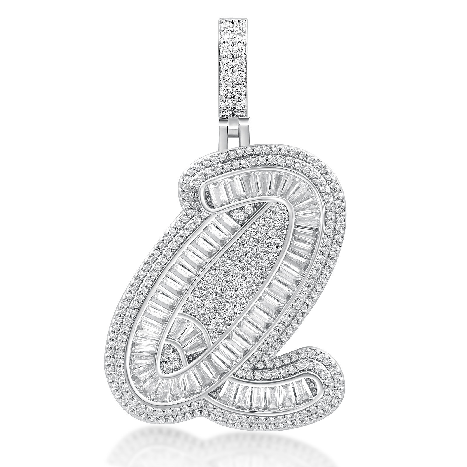 Luxury Moissanite Hip Hop Mixed Letters Diamond Inlaid Trendy Fashion Streetwear Versatile Unisex Statement Necklace Pass the diamond tester