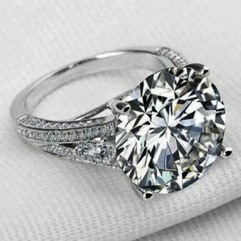 Big Round Cubic Zircon 4 Claw Setting Rings for Women Engagement Wedding Bands Modern Fashion Jewelry Size 6-10 Wholesale 688 250617