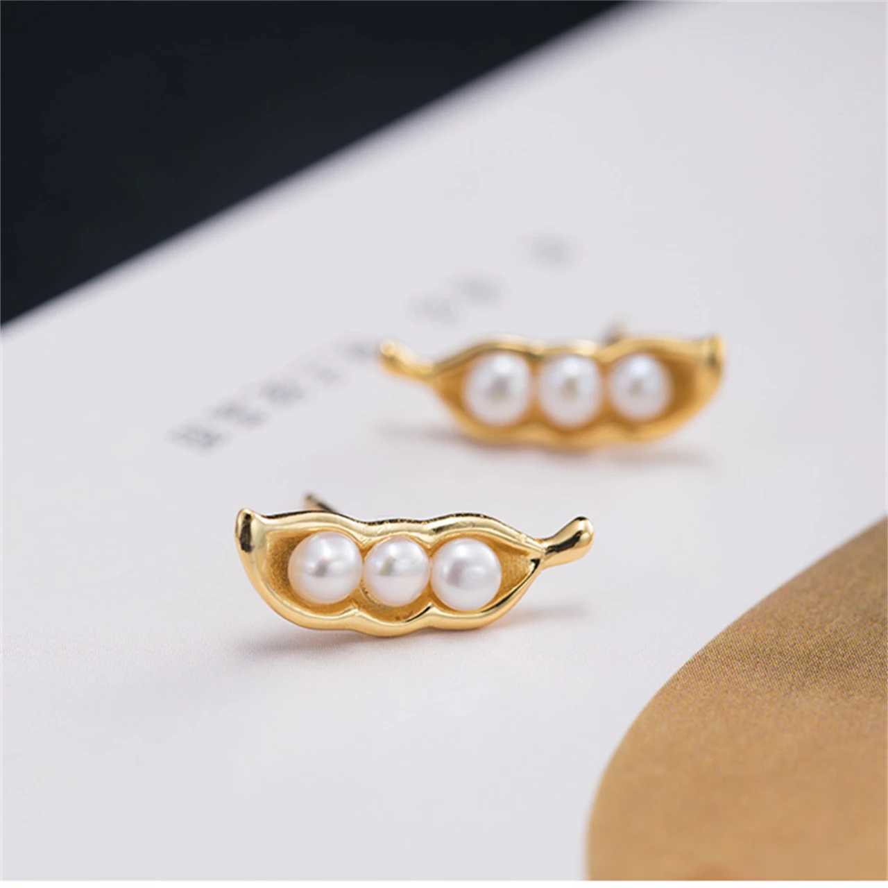 925 Sterling Silver Pea Earrings Fashion Chinese Style Natural Pearl 3mm Women Gifts Simple Delicate Jewelry WholesalesXJ250623