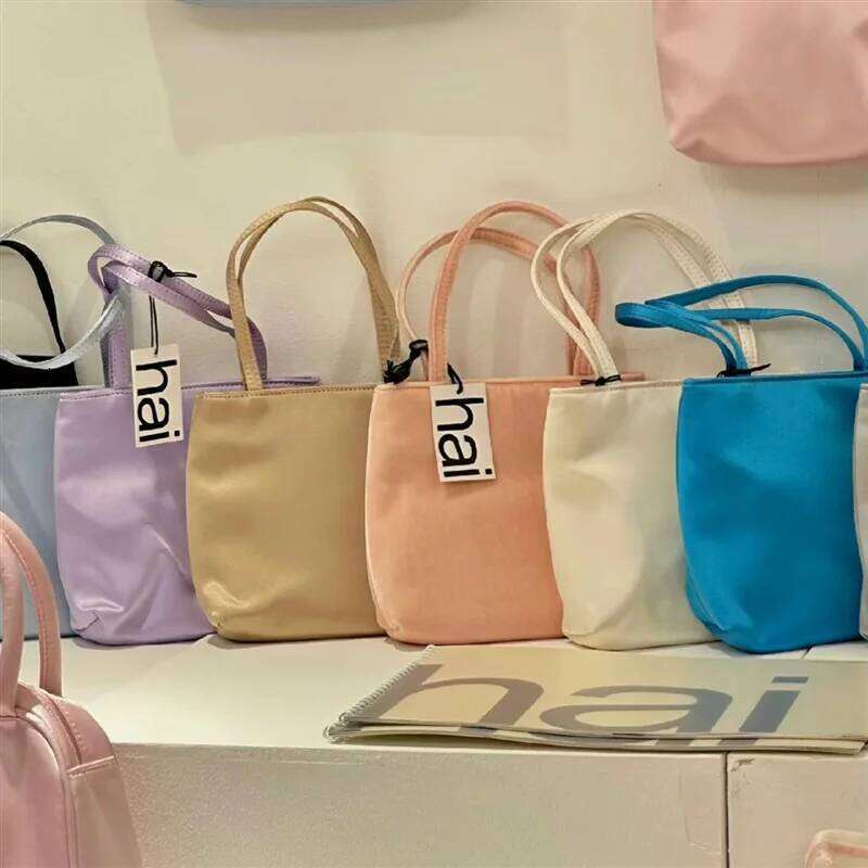 Ins Fashion Women's Colorful Silk Satin Veet Hai Square Handbag Tote Shoulder Bags Crossbody Bag Phone Lipstick Coin Purse