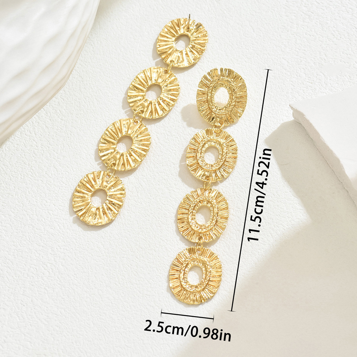 Exaggerated Metal Personality Round Pendant Hlow High-End Sense Women's Stud Earrings