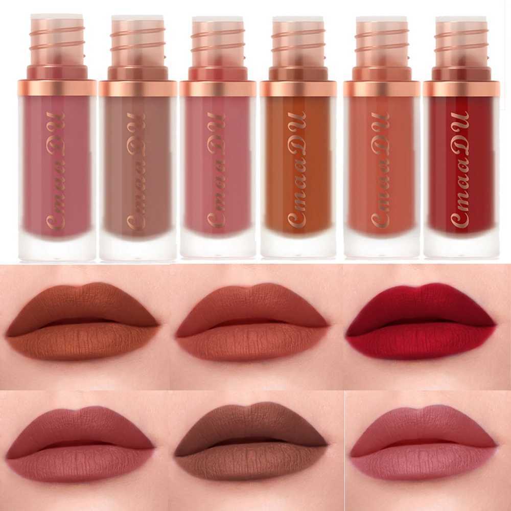 Dark Red Matte Velvet Lip Gloss Nude Brown Lip Glaze Lasting Moisturizing Non-stick Cup Fading Waterproof Liquid Lipstick Makeup XJ250623