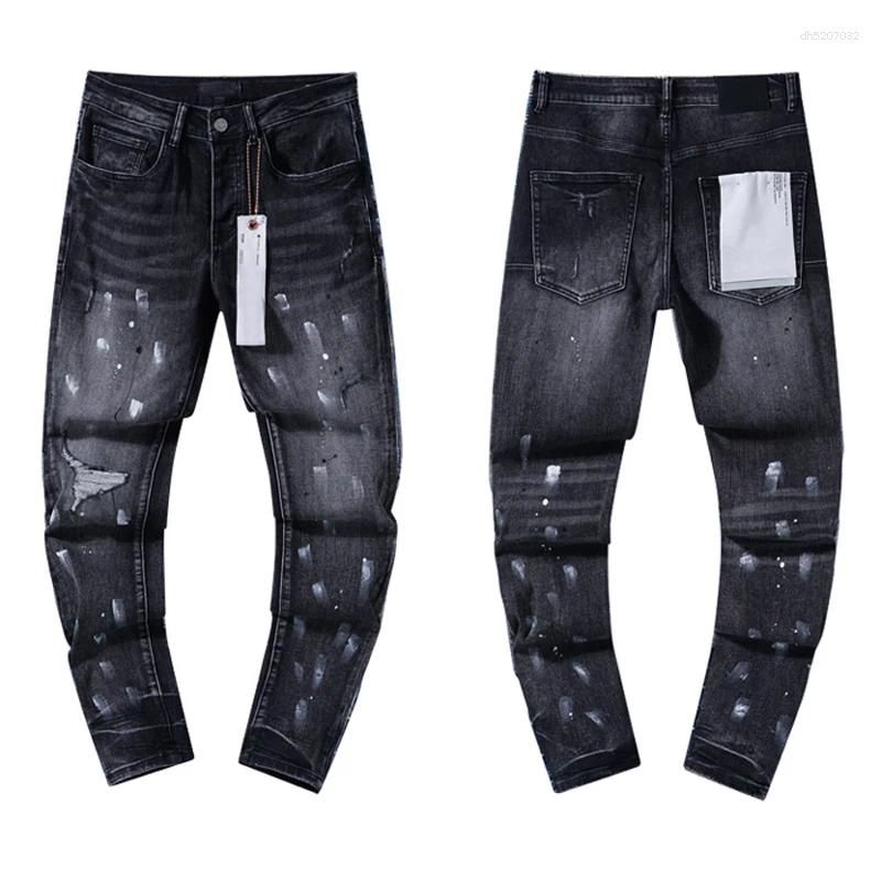 Men's Jeans 2025 Clothing Purples Stretch Slim Straight-leg Denim Trousers Europe American Trend Retro Ripped