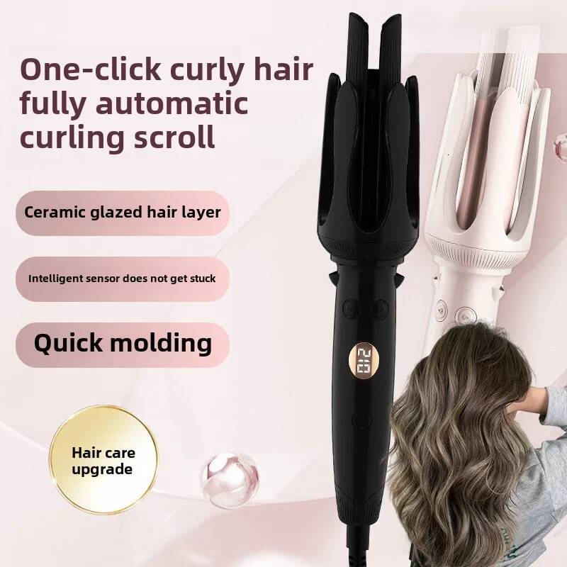 Advanced Iron New Hair Curler with LED Display Anti-Tangle & Auto-Off Protable Curling Wand for Home and Travel Use