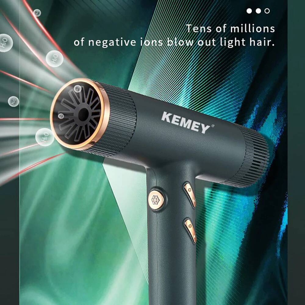 Kemei Professional Ionic Hair Powerful 1500W Fast Drying Low Noise Blow Dryer 2 Concentrator Nozzle 1 Diffuser Attachments