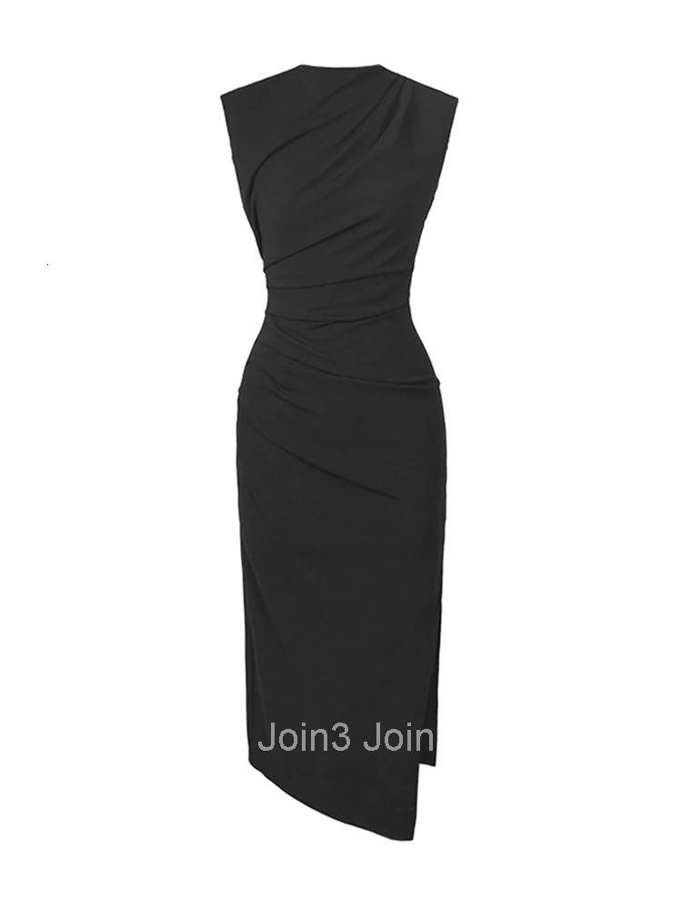 Fashion Summer Elegant Women Evening Long Dress Chic Formal Sleeveless Folds Slim Midi Party Club Mujer Prom Robe Femme Vestidos