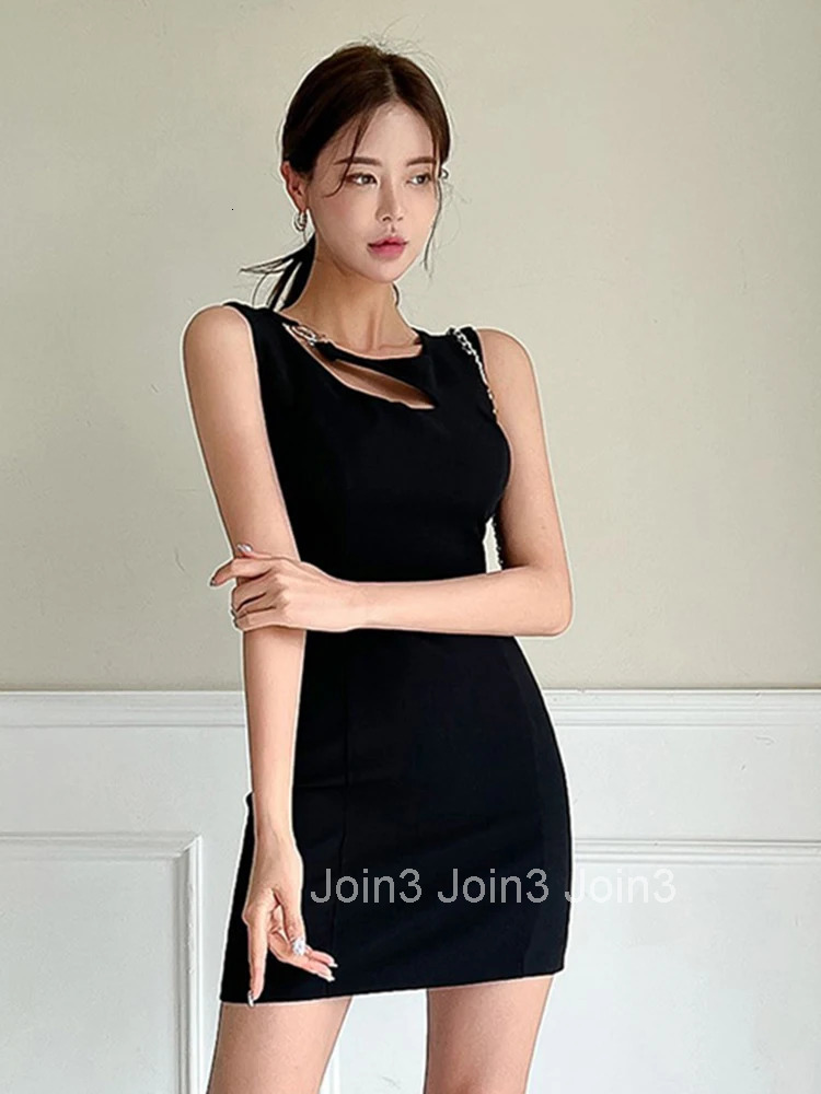 Fashion Y2K Summer Short Pencil Dress Women Clothes Elegant Pretty Chic Black Sexy Sleeveless Slim Mini Party Prom Mujer Vestido